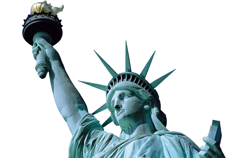 Statue of Liberty night lights, cityscape at dark, neon effect png